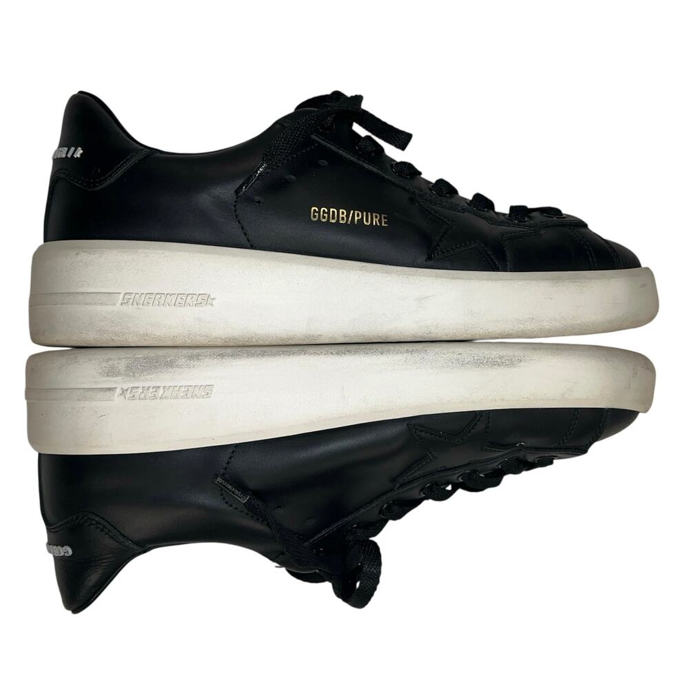 Golden Goose Black Leather Low-Top Sneakers with White Sole - Picture 8 of 16